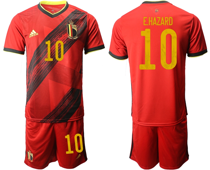 Men 2021 European Cup Belgium home red #10 Soccer Jersey->belgium jersey->Soccer Country Jersey